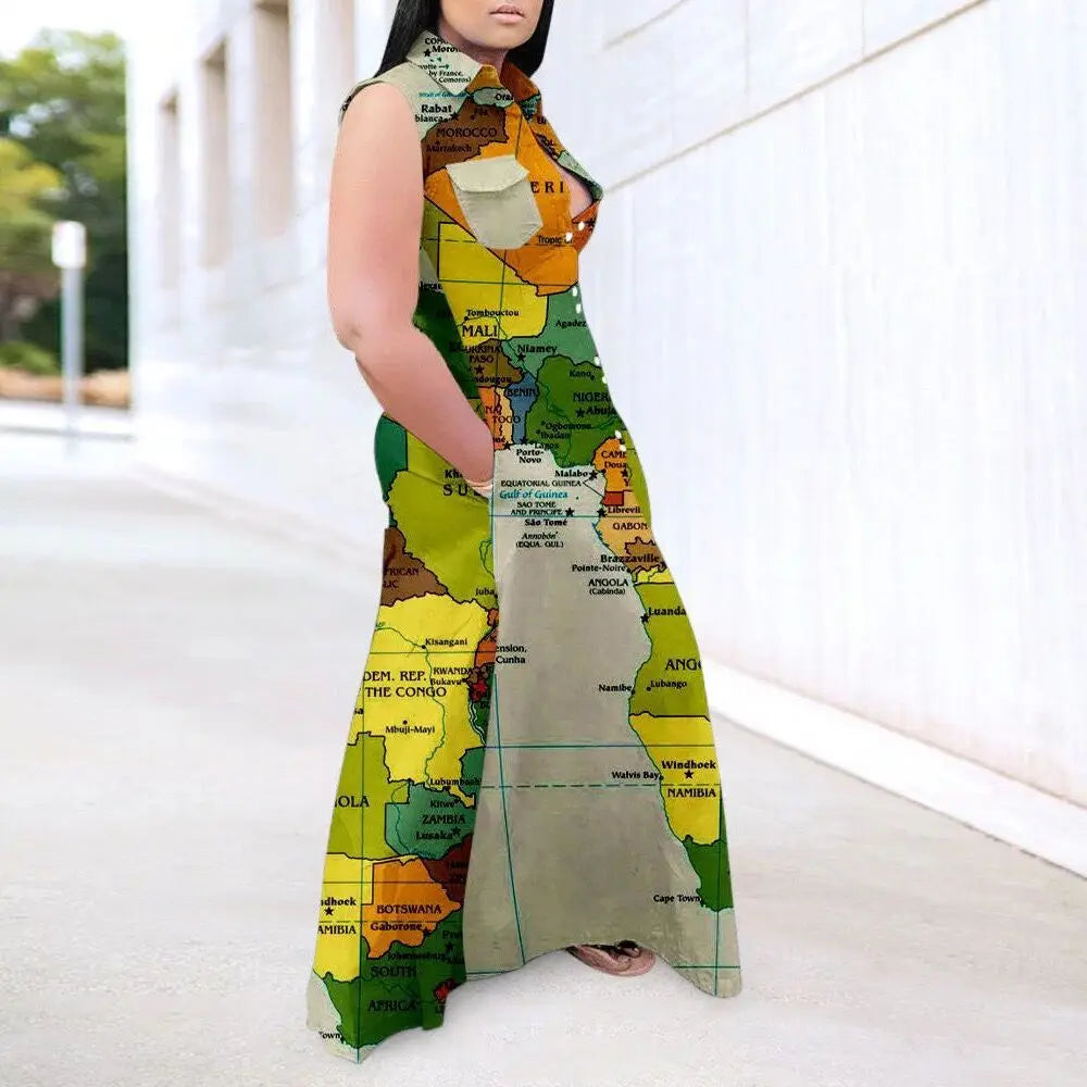 Long Dress - Map Print