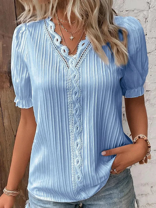 Knitted Blouse with V Opening