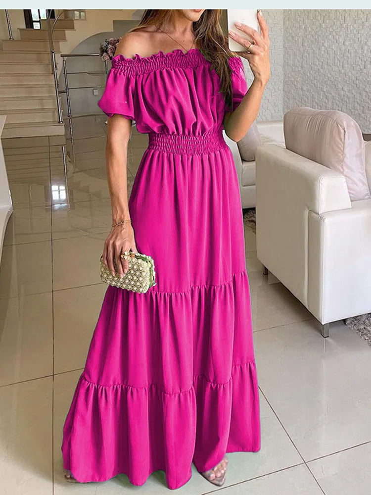 Vestido Largo Boho de Manga Corta