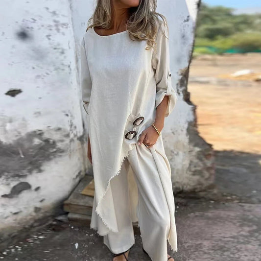 Conjunto Casual de Blusa y Pantalón Palazzo