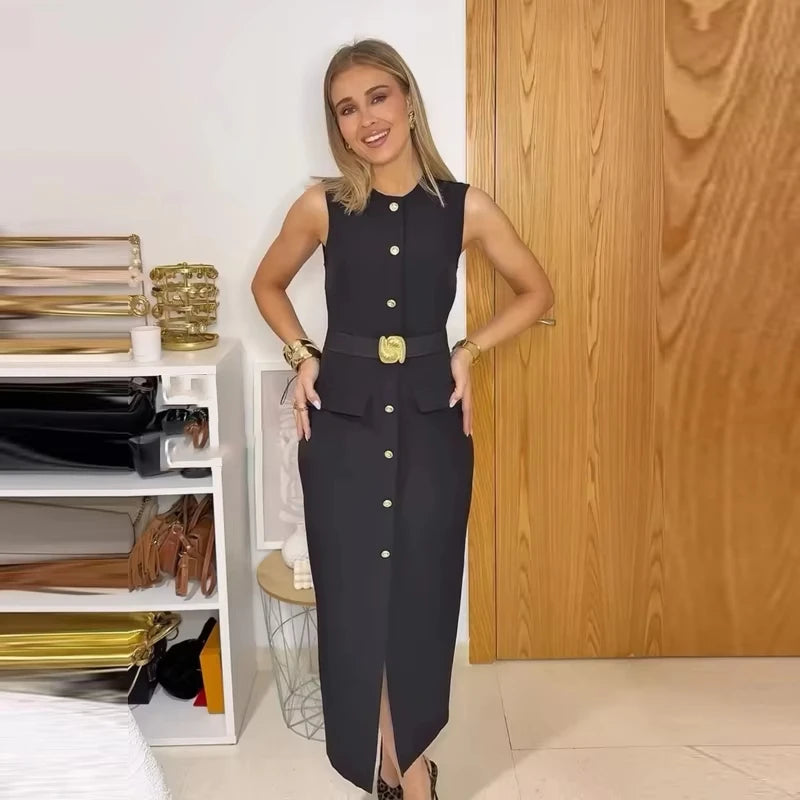 Vestido Vintage con Cinturón XS-L
