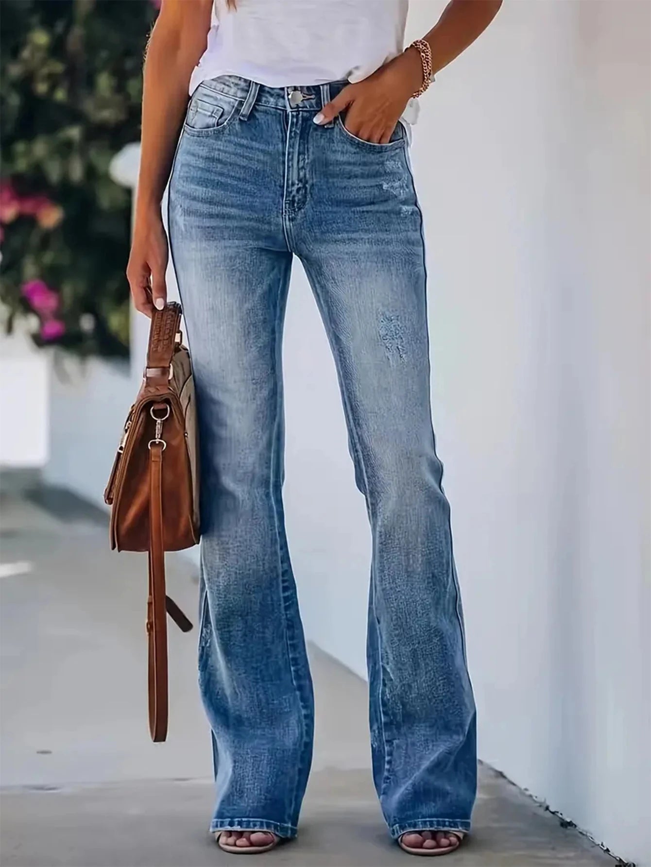 Jeans Acampanados de Tiro Alto