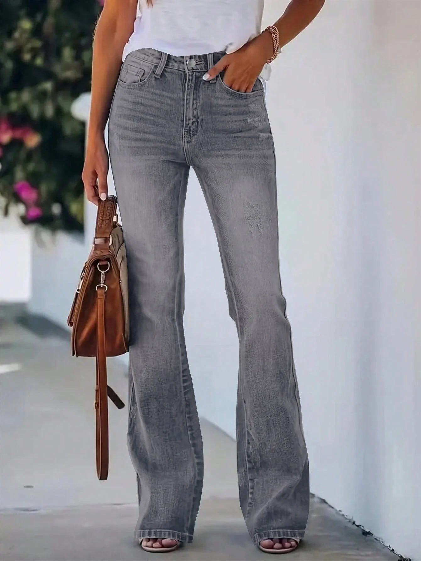 Jeans Acampanados de Tiro Alto
