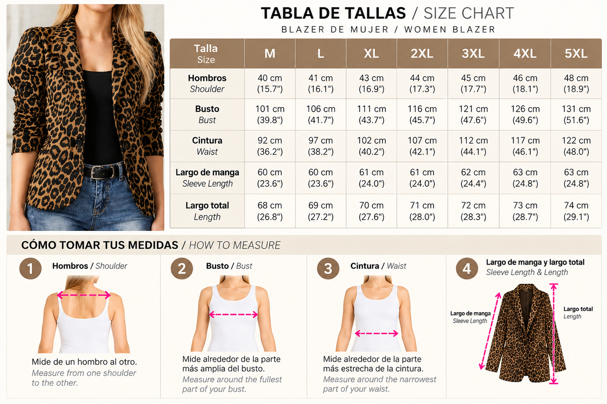 Blazer con Estampado de Leopardo y Solapas Clásicas