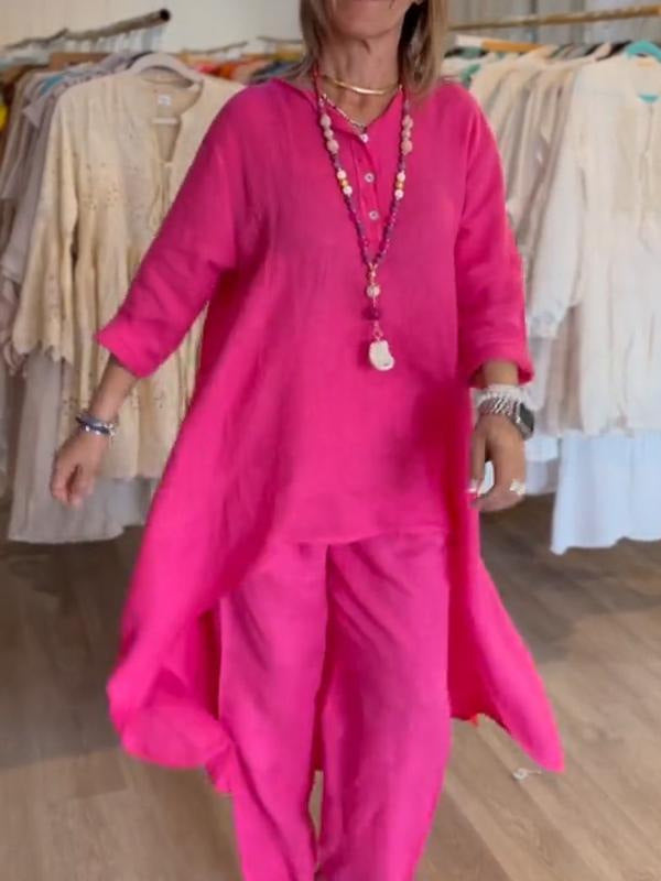 Conjunto de Algodón y Lino S-5XL