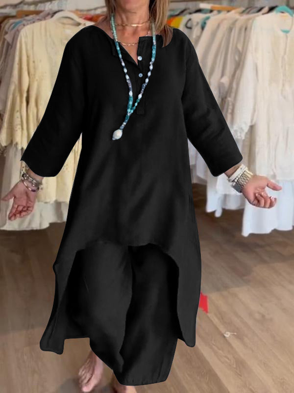 Conjunto de Algodón y Lino S-5XL
