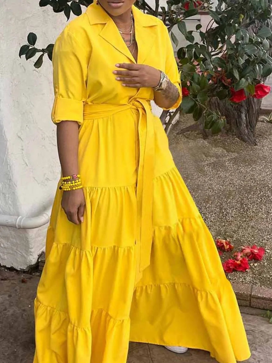 Elegant Long Dress with Belt