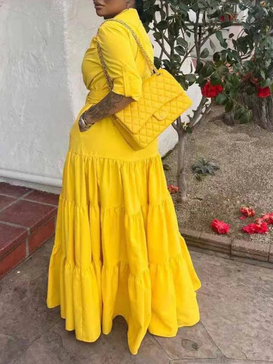 Elegant Long Dress with Belt