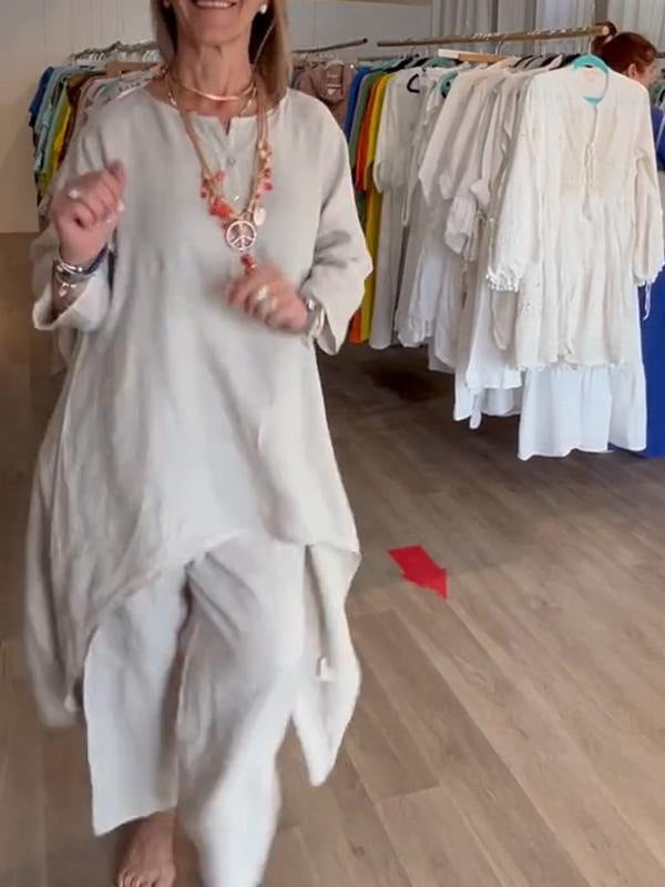 Conjunto de Algodón y Lino S-5XL