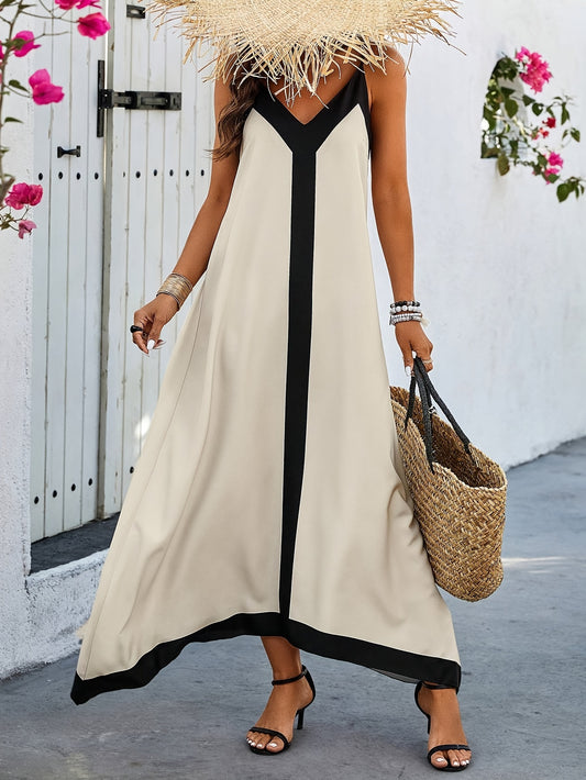 Vestido Casual de Tirantes Color Block