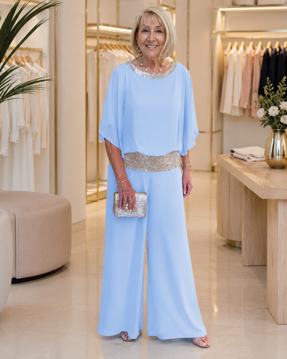 Conjunto Elegante de Chiffon de 2 Piezas para Mujer