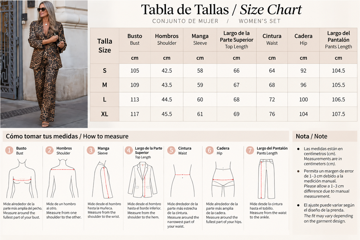 Conjunto de Blazer y Pantalón con Estampado Animal