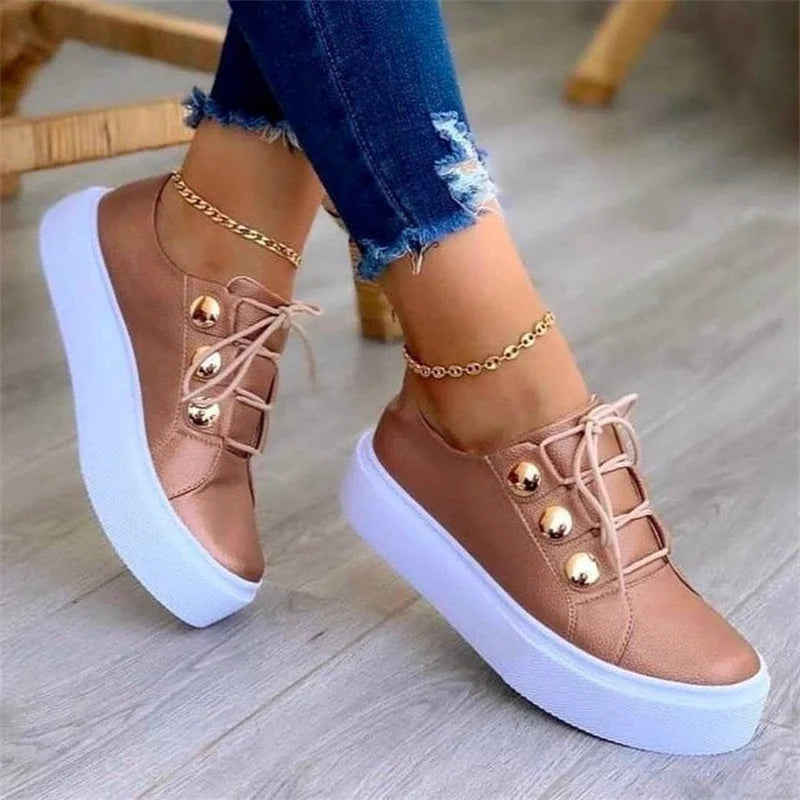 Zapatillas Casuales de Cuero PU para Mujer