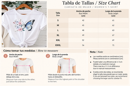 Camiseta de Algodón con Estampado Floral y Mariposa