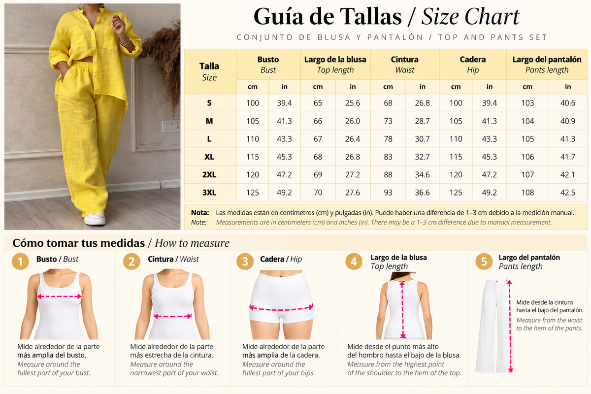 Conjunto de Camisa y Pantalón de Pierna Ancha