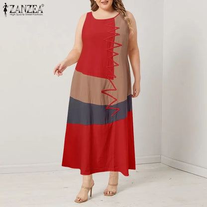 Vestido Maxi Kaftan con Costuras de Color Plus Size