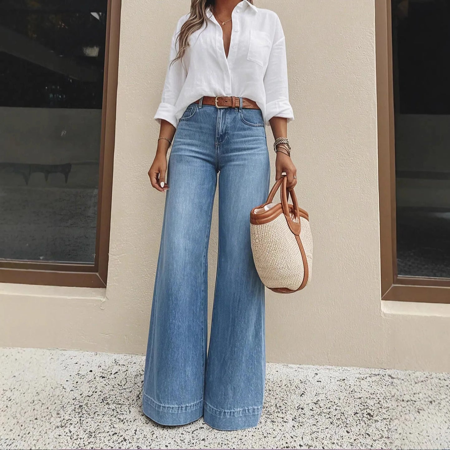 Jeans de Pierna Ancha para Mujer