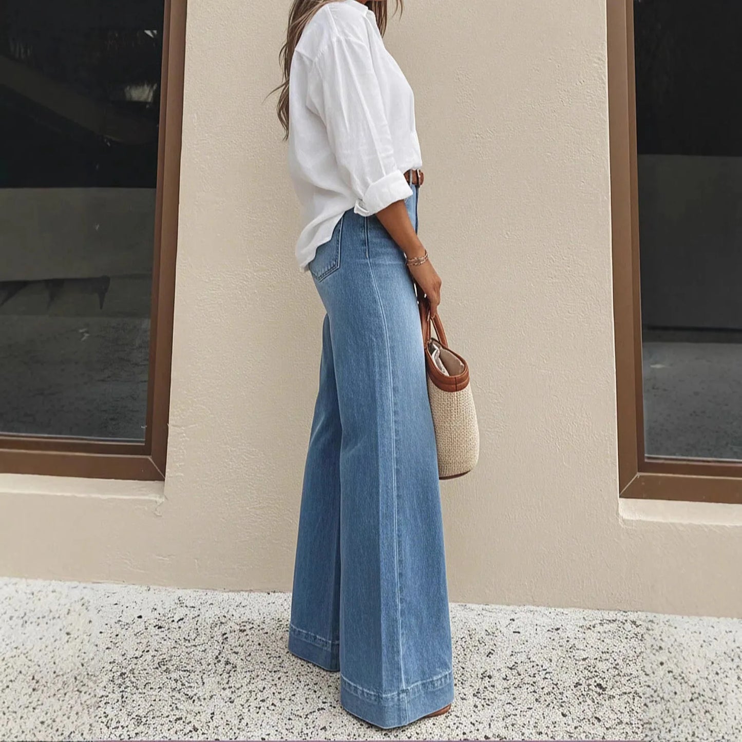 Jeans de Pierna Ancha para Mujer