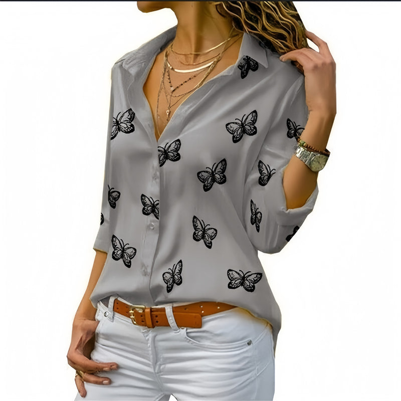 Printed Long Sleeve Blouse