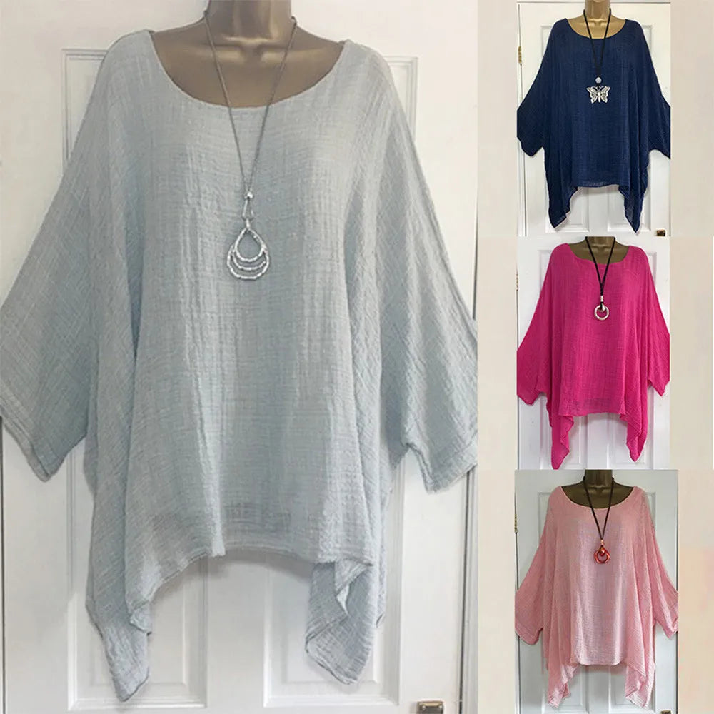 Oversize Cotton and Linen Blouse (S-5XL)