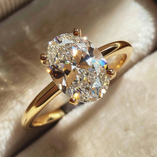 Anillo Solitario de Plata 925 con Circonita Ovalada