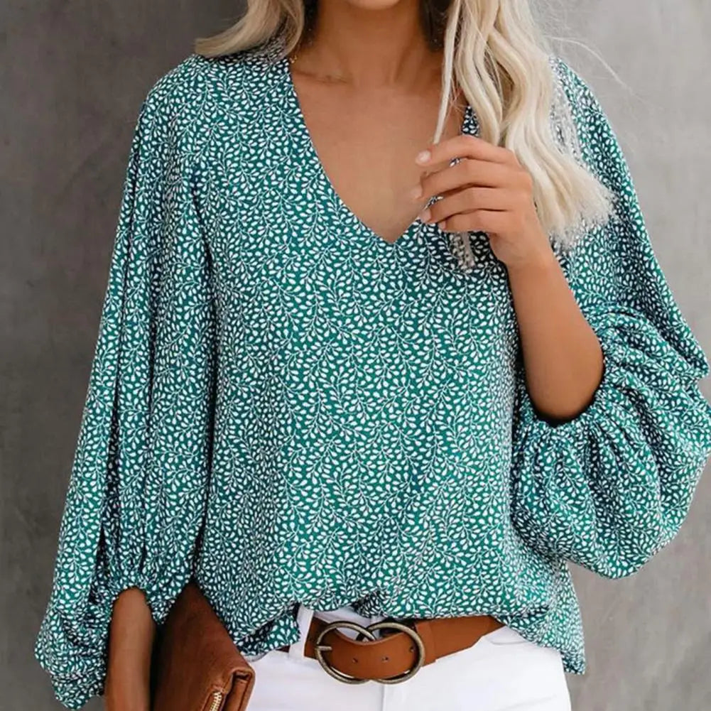 Printed V-Neck Blouse