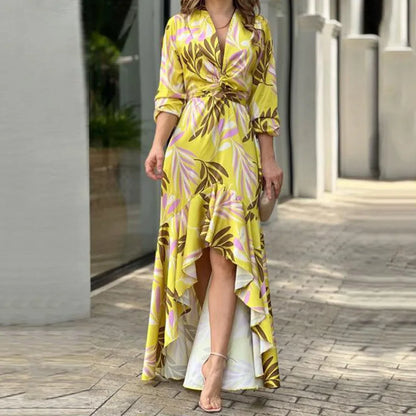 Vestido Elegante con Lazo y Abertura 
