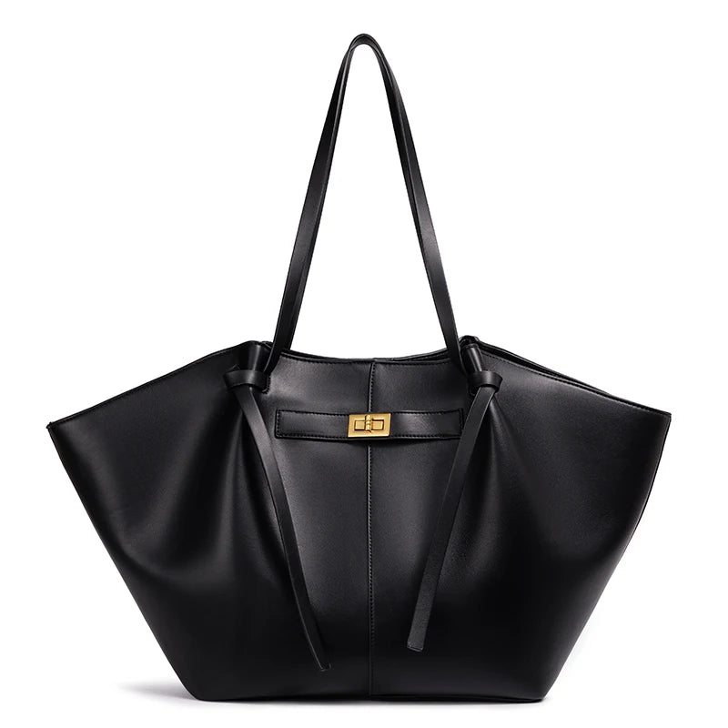 Bolso Tote Grande de Hombro con Cierre Metálico