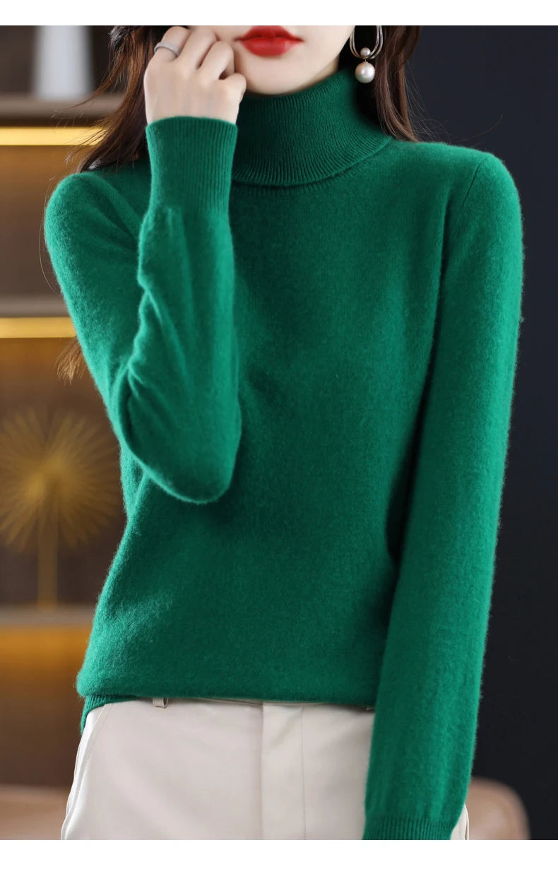 Suéter de Lana Merino 100% – Cuello Alto Elegante