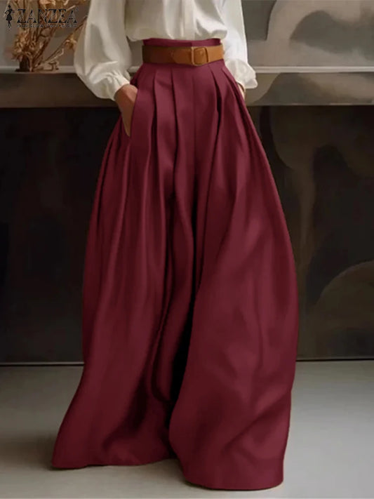 Pantalón Palazzo Satinado – Cintura Alta Elegante