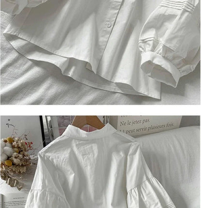 Blusa Blanca con Mangas Abullonada