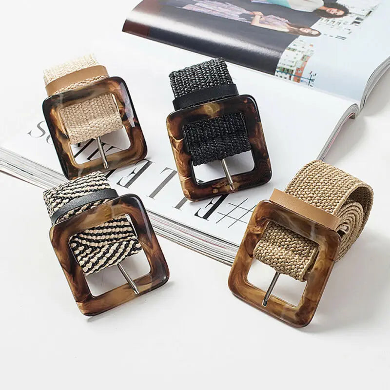 CintO Elástico Ancho con Hebilla de Madera