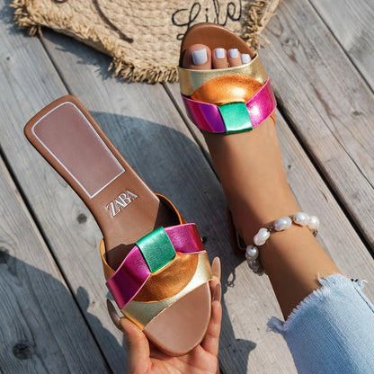 Sandalias Planas con Tiras Entrelazadas