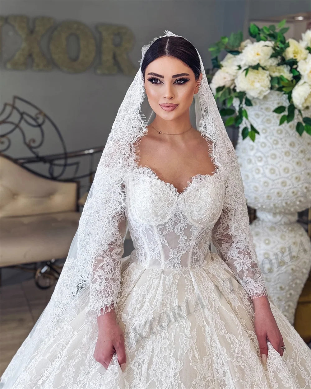Vestido de Novia de Encaje Estilo Princesa
