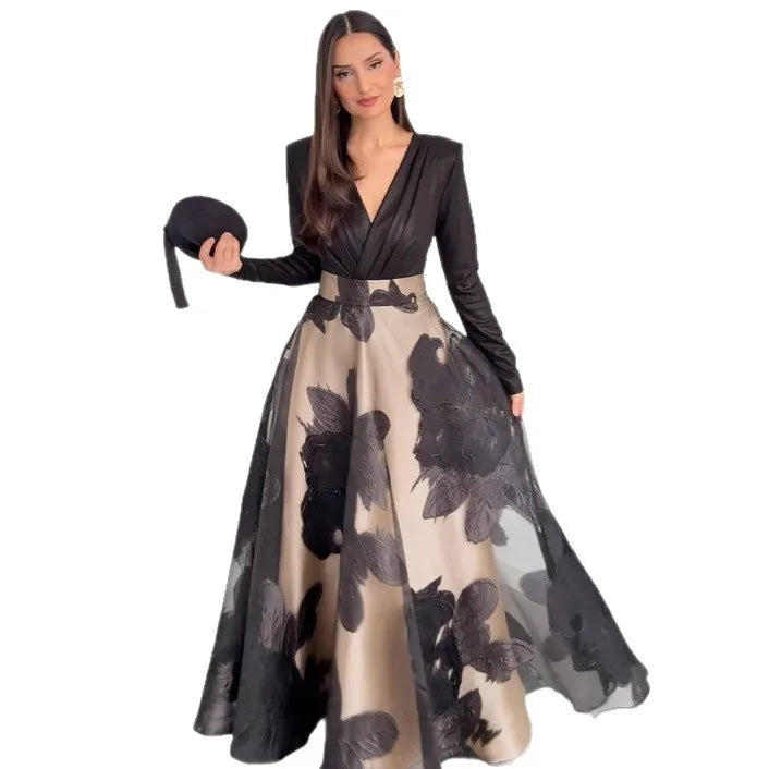 Conjunto de Blusa y Falda Larga con Estampado Floral