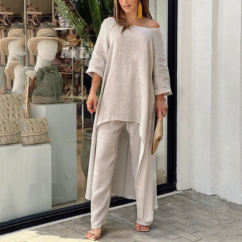 Fashion Cotton and Linen 2-Piece Set