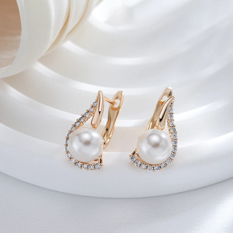 Kinel Luxury Earrings with 585 Rose Gold Plating