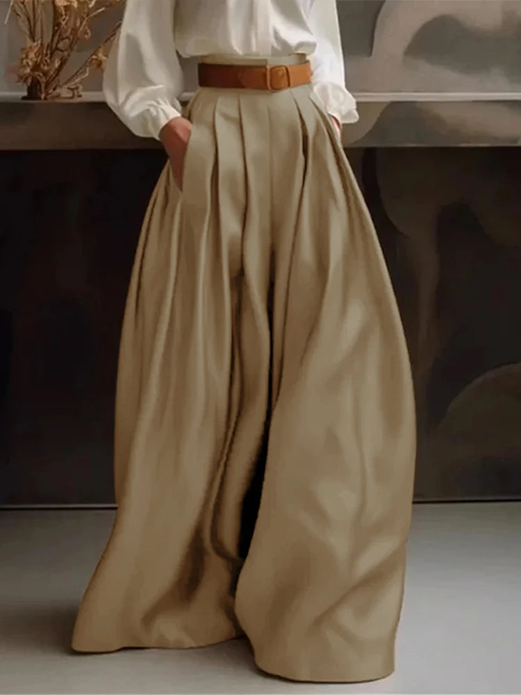 Pantalón Palazzo Satinado – Cintura Alta Elegante