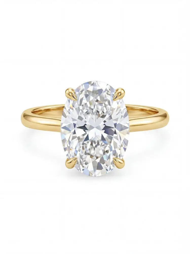 Anillo Solitario de Plata 925 con Circonita Ovalada