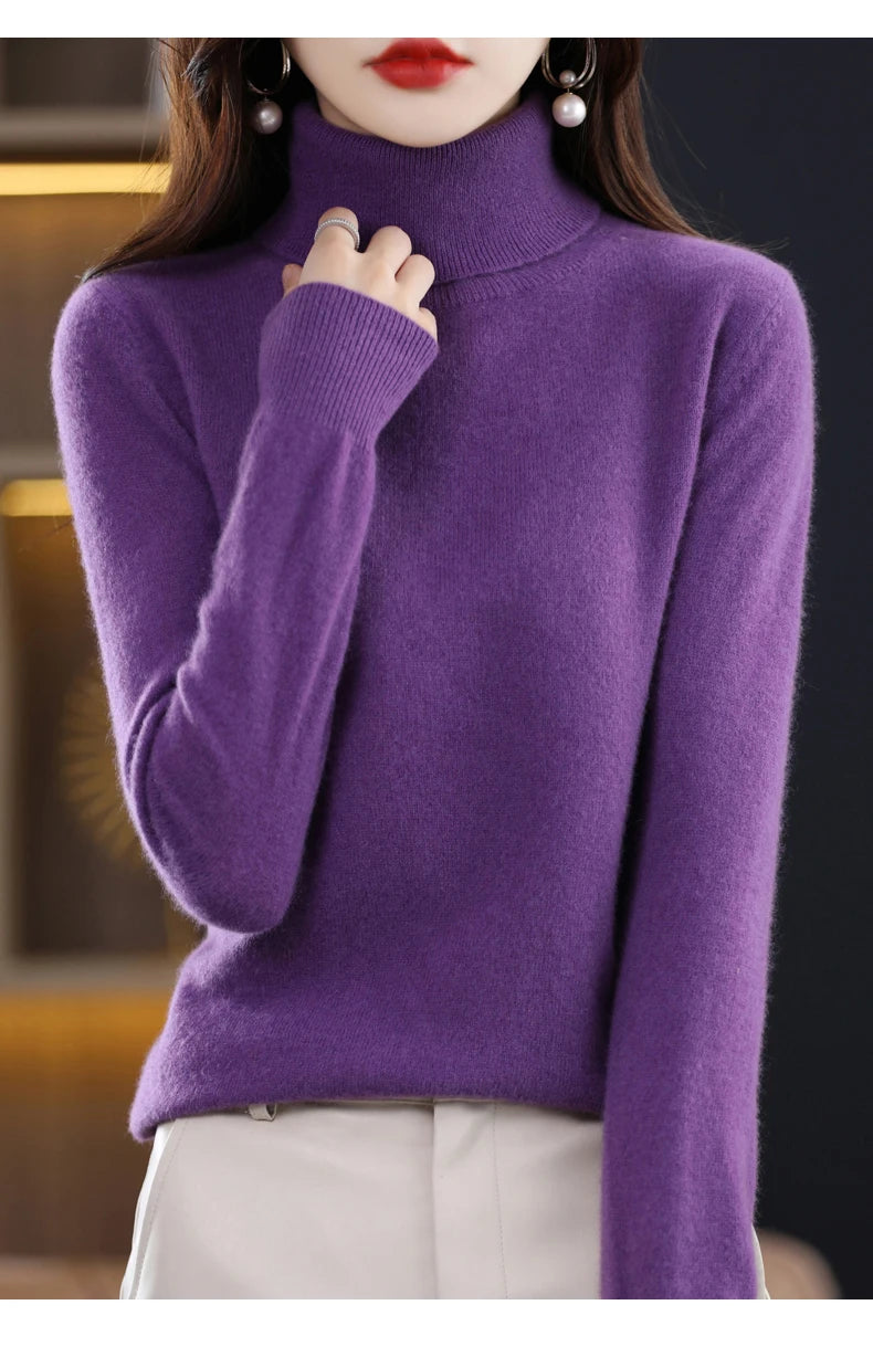 Suéter de Lana Merino 100% – Cuello Alto Elegante