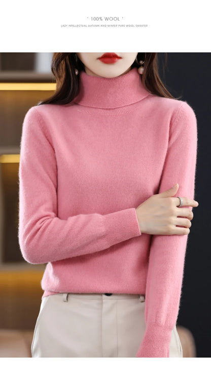 Suéter de Lana Merino 100% – Cuello Alto Elegante