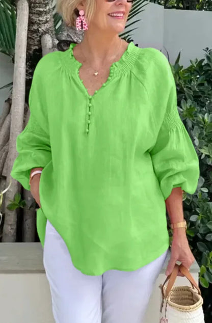 Blusa de Manga Larga con Cuello en V