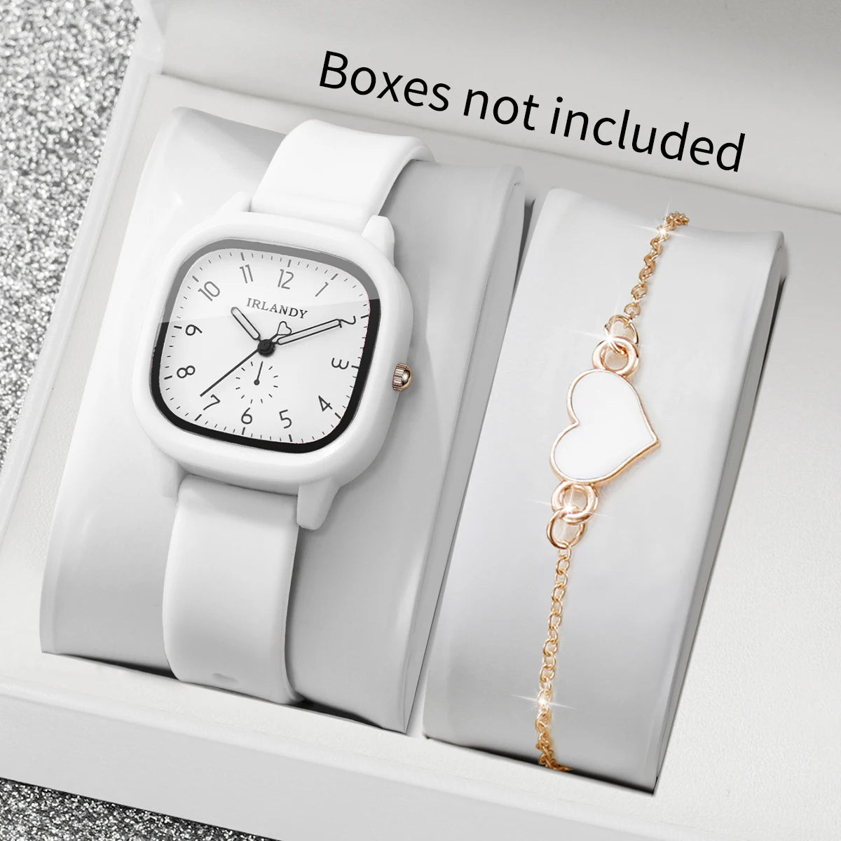 Conjunto de Reloj de Cuarzo y Pulsera con Corazón para Mujer