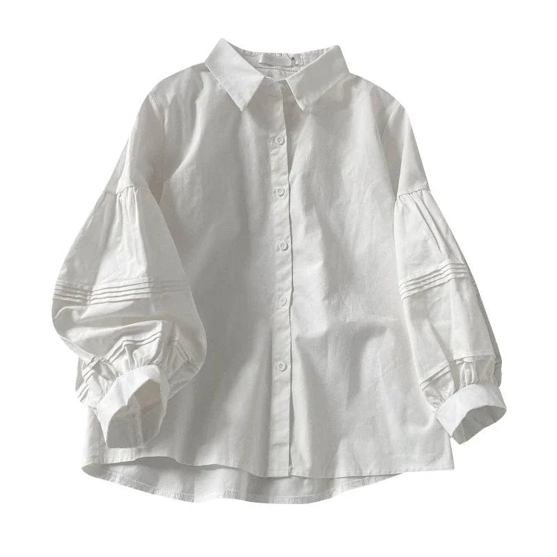 Blusa Blanca con Mangas Abullonada