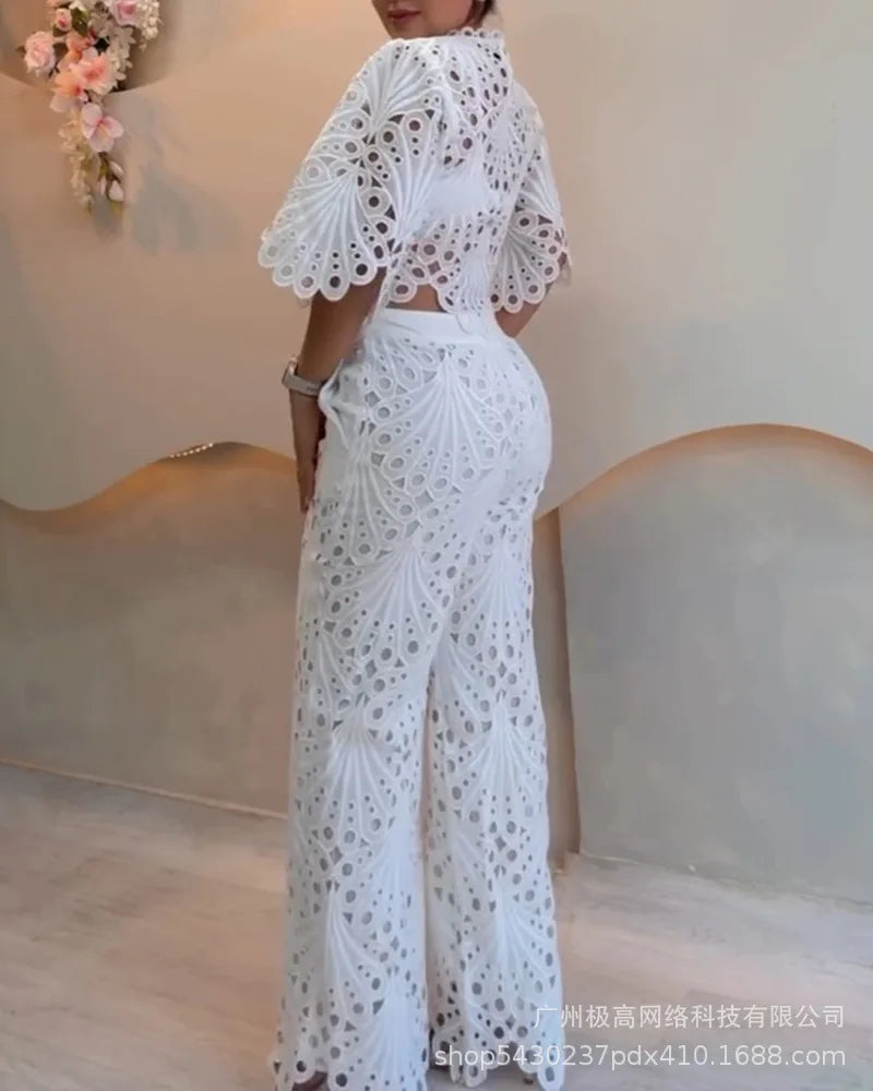 Conjunto Blanco de Encaje Puro