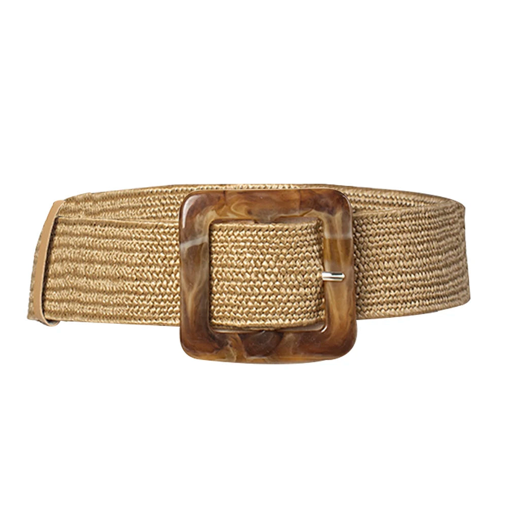 CintO Elástico Ancho con Hebilla de Madera