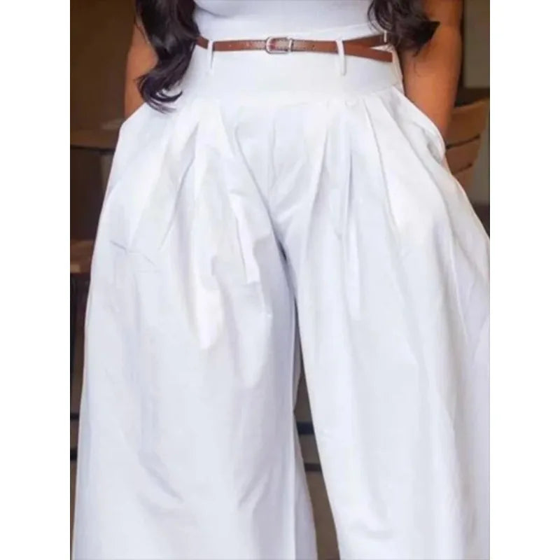 Pantalón Palazzo Blanco – Cintura Alta y Caída Fluida