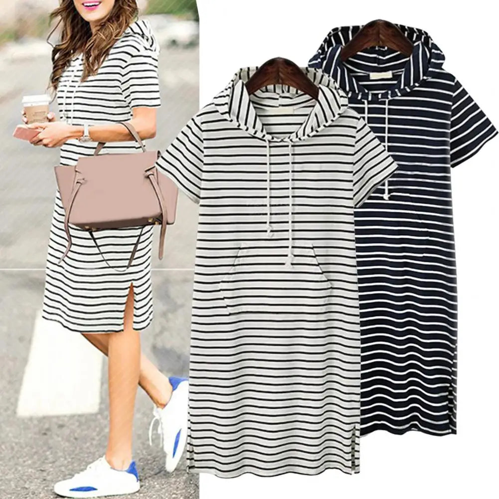 Striped Hooded Sports Dress