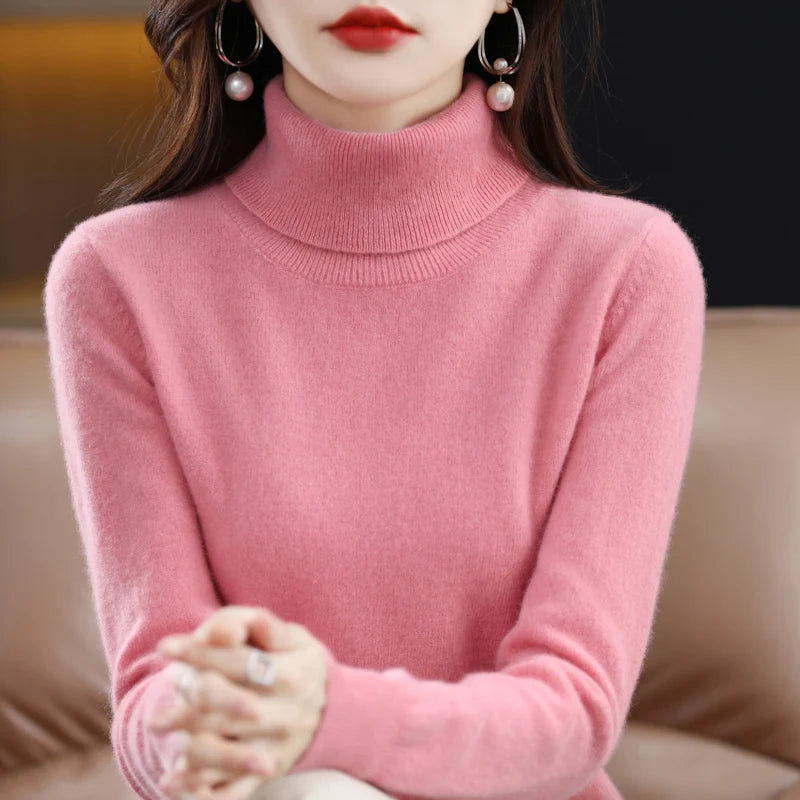 Suéter de Lana Merino 100% – Cuello Alto Elegante