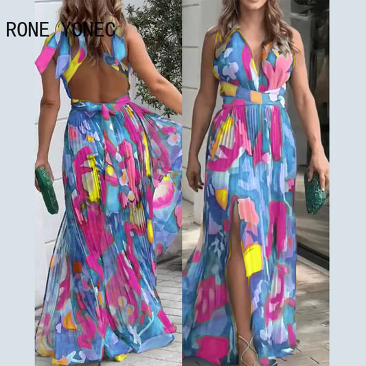 Vestido Largo con Estampado Floral